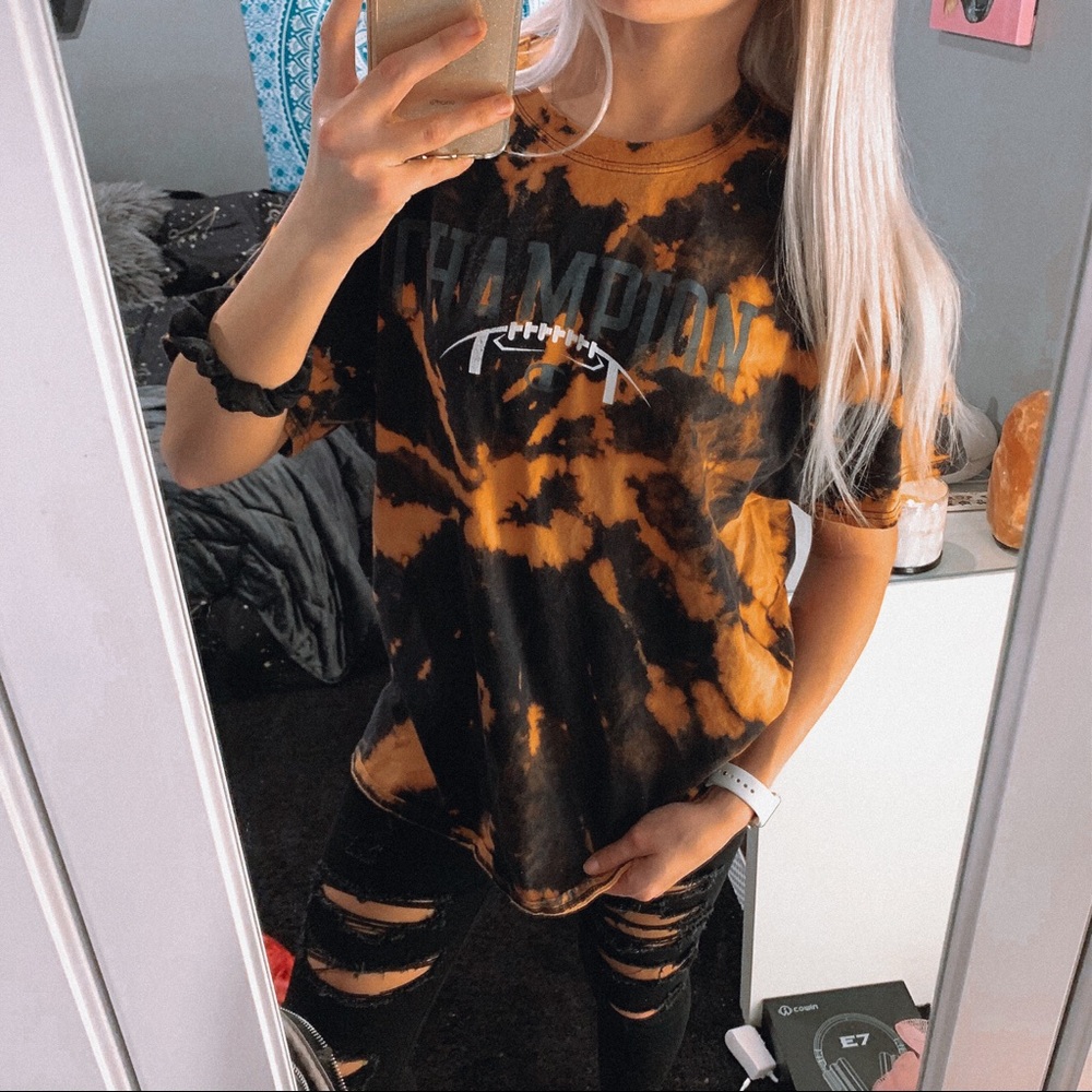Champion Football Bleached Tie Dye T Shirt